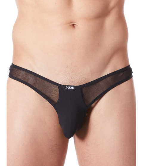String noir sexy avec fine résille - LM805-57BLK